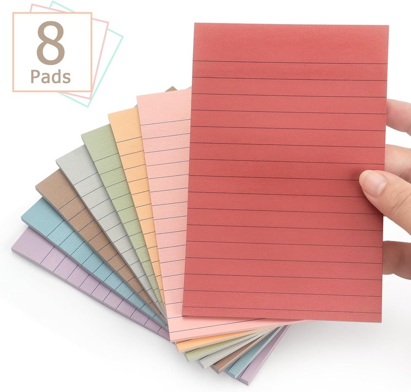Eastern Wolf 4x6 Inch Lined Sticky Notes, 8 Pack, Vintage Colors, Premium Self-Adhesive Notepads, Large Sticky Pads for Office, School & Home Use, Easy to Use, Reusable & Removable - Image 2